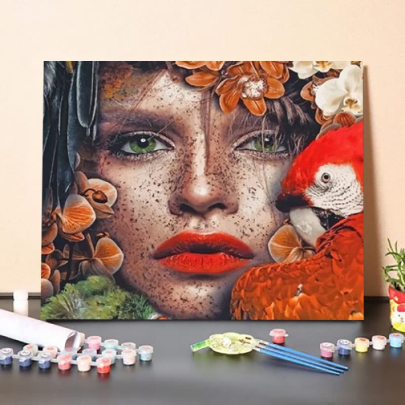 Paint By Numbers Kit-Parrot And Freckled Girl