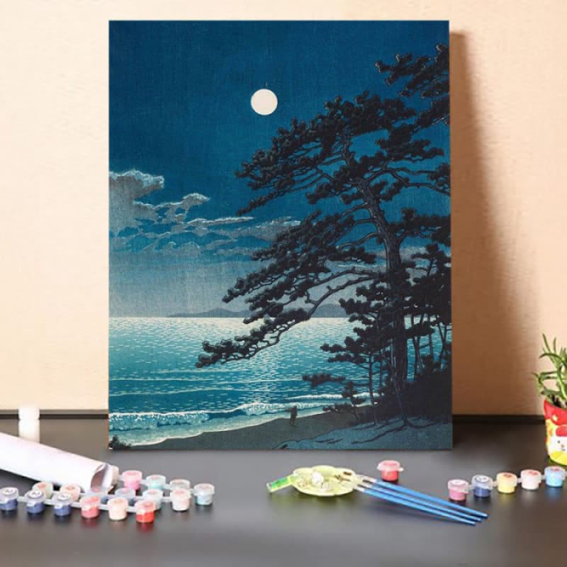 Paint by Numbers Kit-Pine Trees Under the Moon