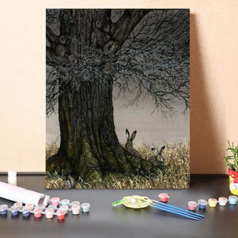Paint By Numbers Kit – Rabbits Under The Tree – Adult Paint By Numbers