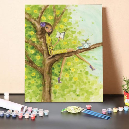 Paint By Numbers Kit-Reading On The Tree