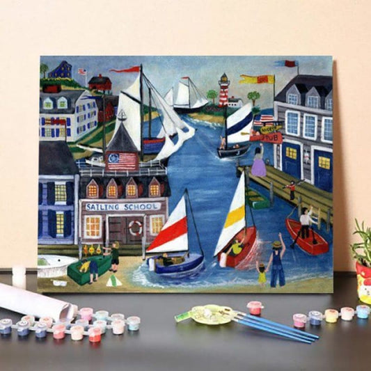 Paint by Numbers Kit-Sailing School