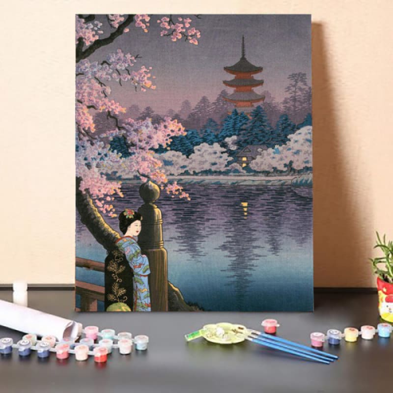 Paint by Numbers Kit-Sakura Lakeside