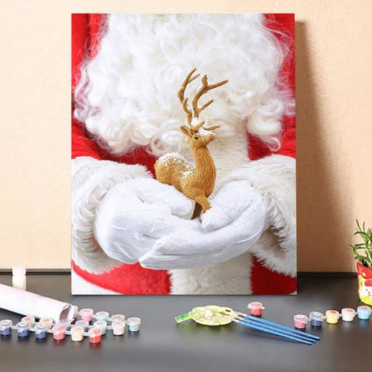 Paint By Numbers Kit-Santa Holding Reindeer Figure