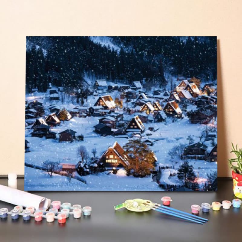 Paint By Numbers Kit-Shirakawago In Winter