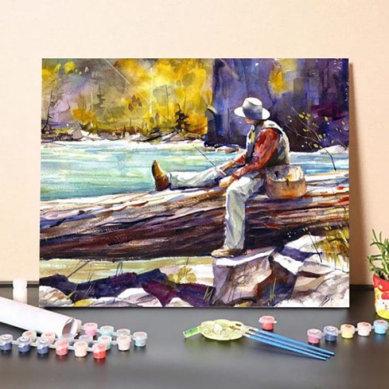 Paint By Numbers Kit-Sitting In a Tree Fishing