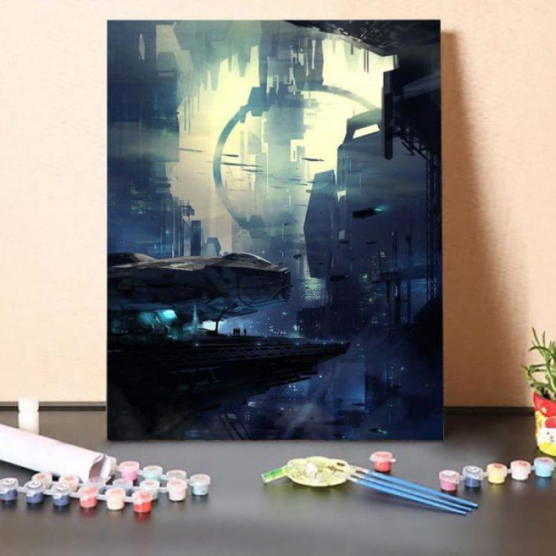 Paint by Numbers Kit-Spaceship Station