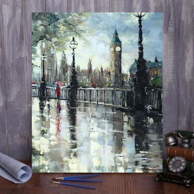 Paint by Numbers Kit The street after rain – Adult Paint By Numbers