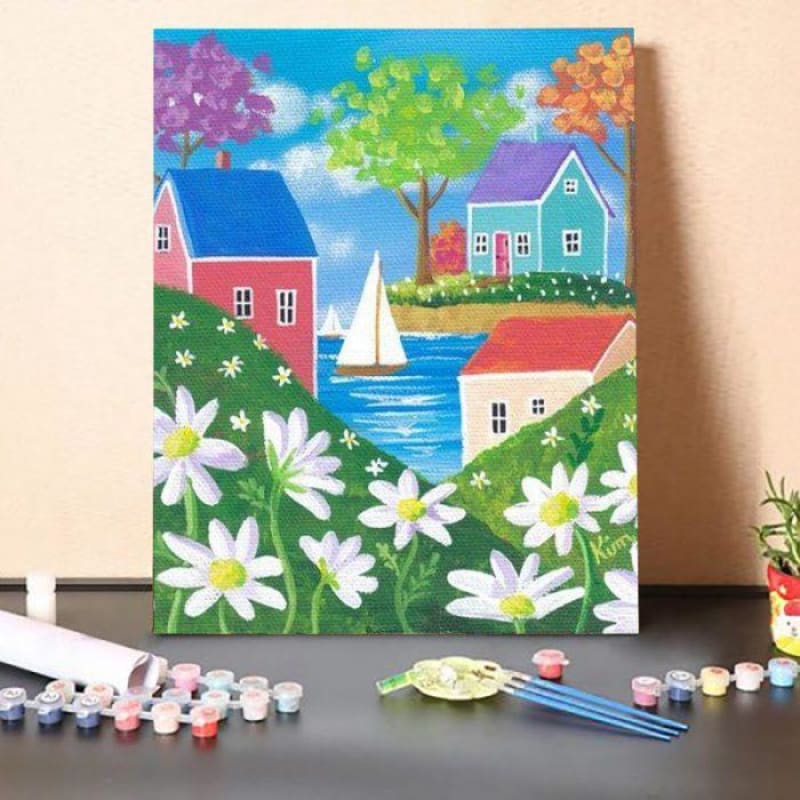 Paint By Numbers Kit-Three Small Houses