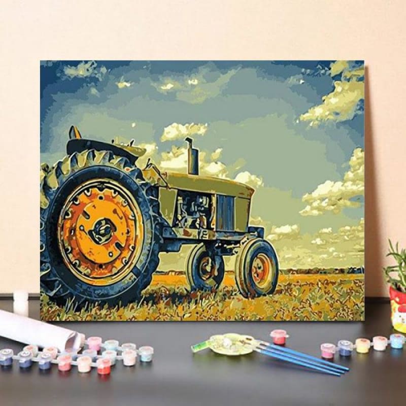 Paint By Numbers Kit Tractor On Fields