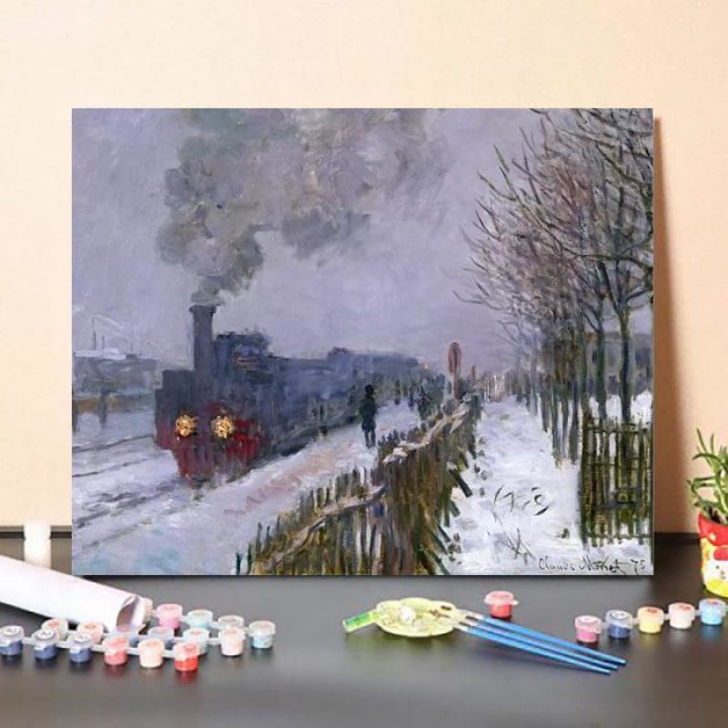 Paint By Numbers Kit Train in the Snow or The Locomotive 