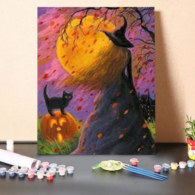 Paint By Numbers Kit – Witch and Cat