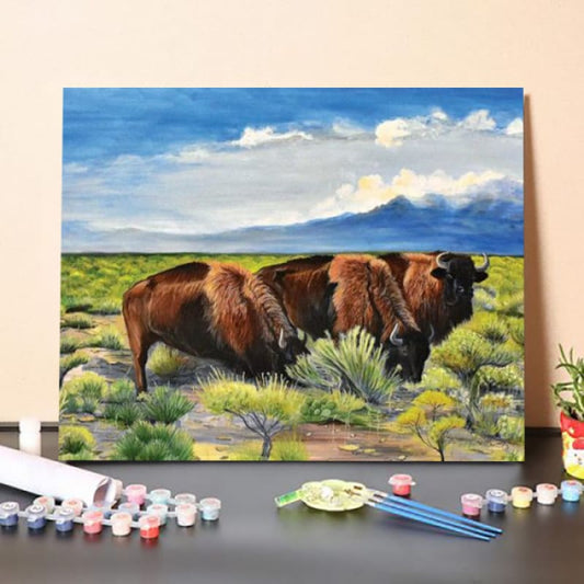 Paint by Numbers Kit-Yak Eating Grass