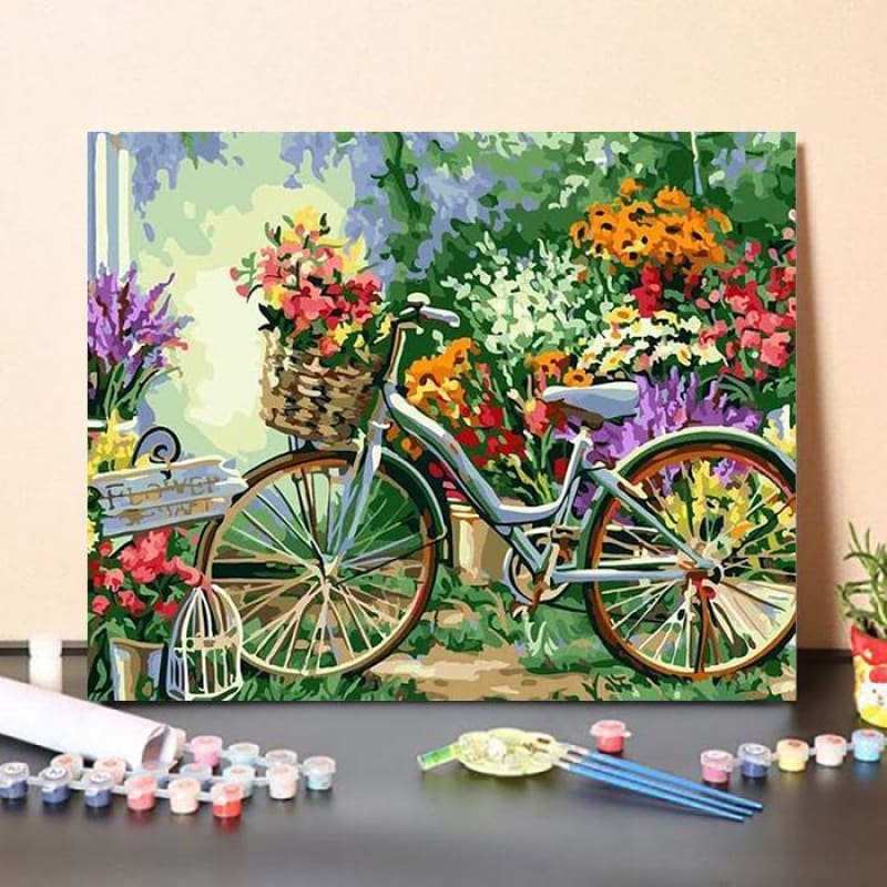 Paint By NumbersKit Bicycle in garden