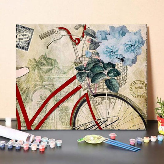Paint By NumbersKit Carte Postale Vintage Bicycle