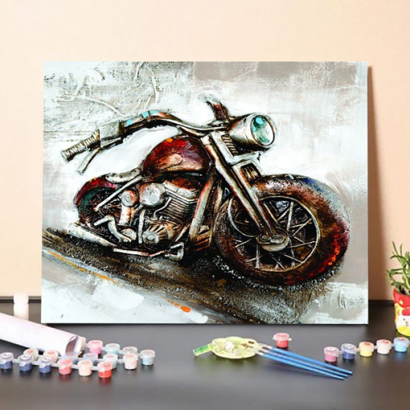 Paint By NumbersKit Easy Bike Oil Painting on a 3-D Canvas 