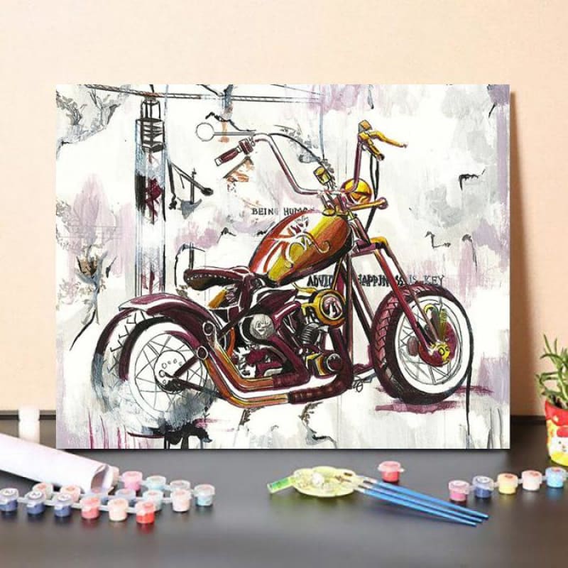 Paint By NumbersKit Mapped Motorcycle