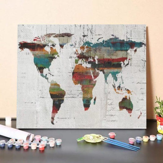 Painted World Map IV – Paint By Numbers Kit