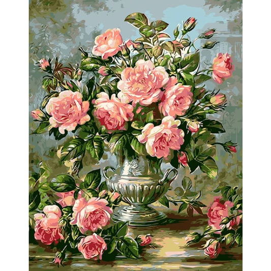 Pink Peony Diy Paint By Numbers Kits PBN59022 - NEEDLEWORK KITS