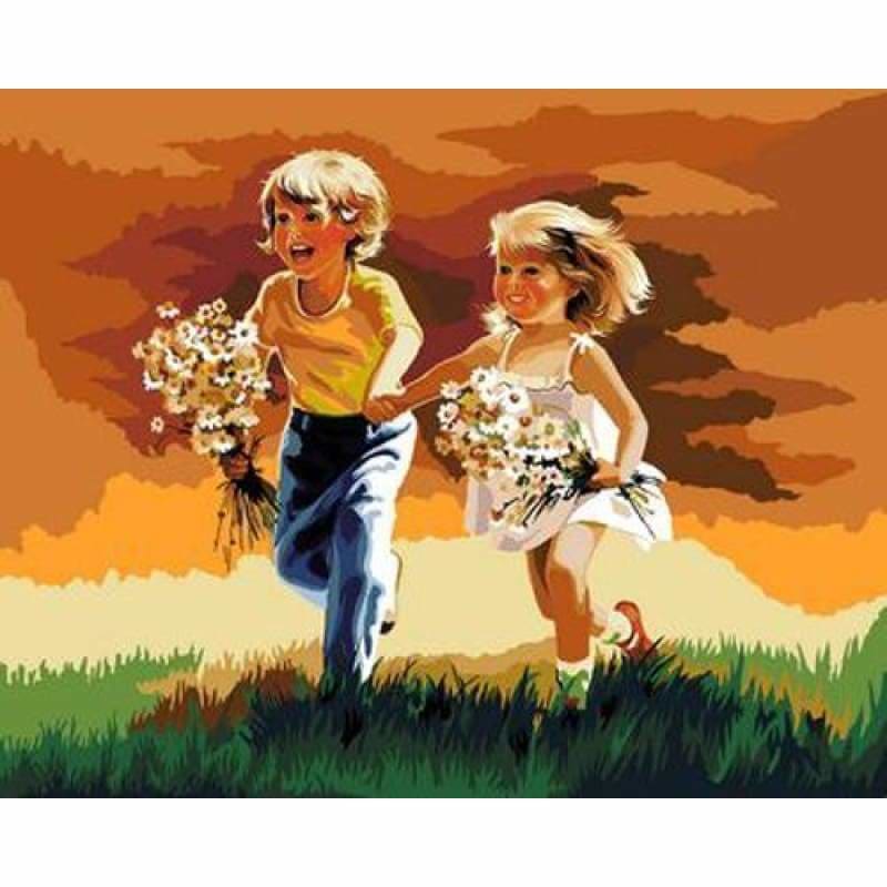 Portrait Boy And Girl Diy Paint By Numbers Kits ZXB355 - NEEDLEWORK KITS