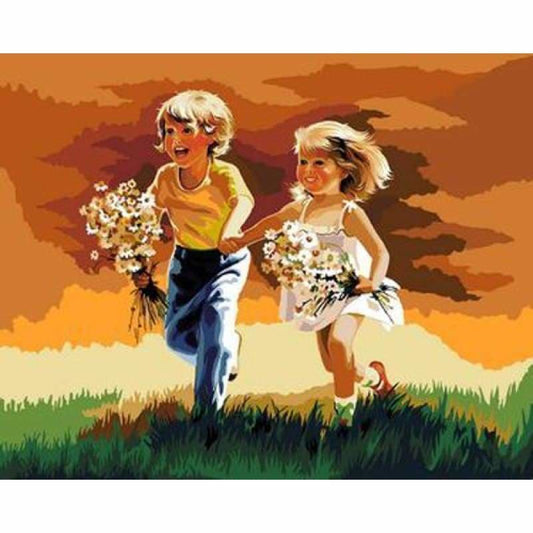 Portrait Boy And Girl Diy Paint By Numbers Kits ZXB355 - NEEDLEWORK KITS