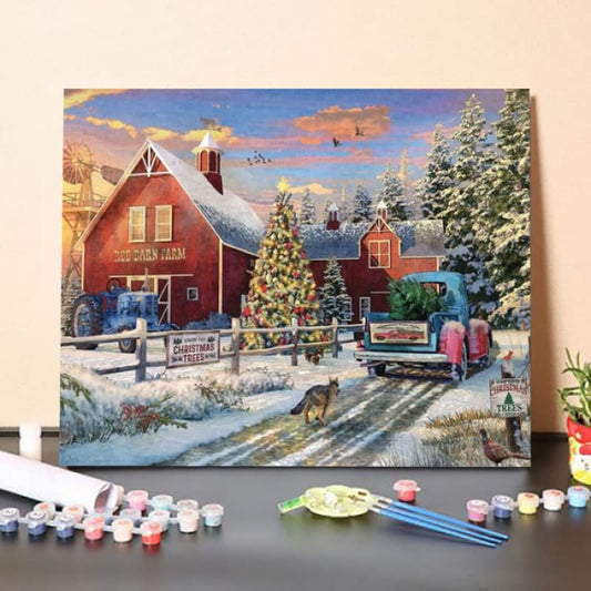 Red Barn Tree Farm – Paint By Numbers Kit