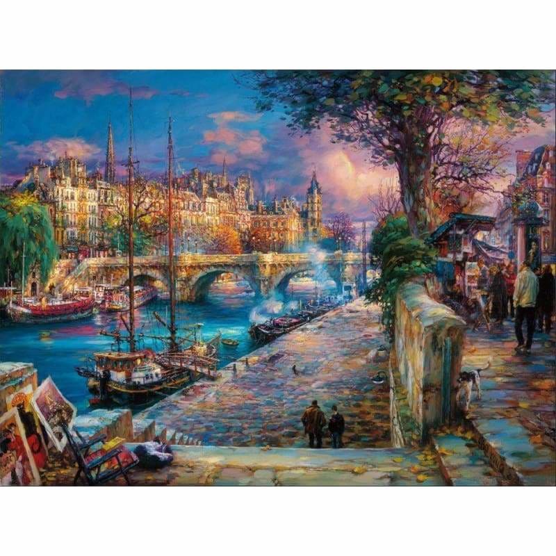 Town Scenery Diy Paint By Numbers Kits PBN94114 - NEEDLEWORK KITS