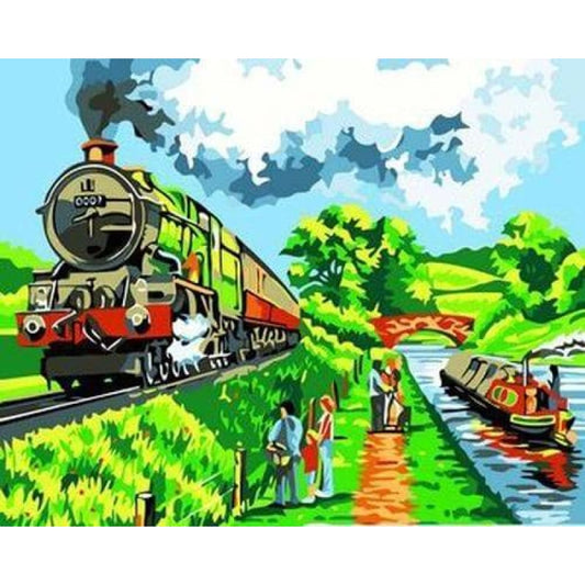 Train Diy Paint By Numbers Kits ZXB219-19 - NEEDLEWORK KITS