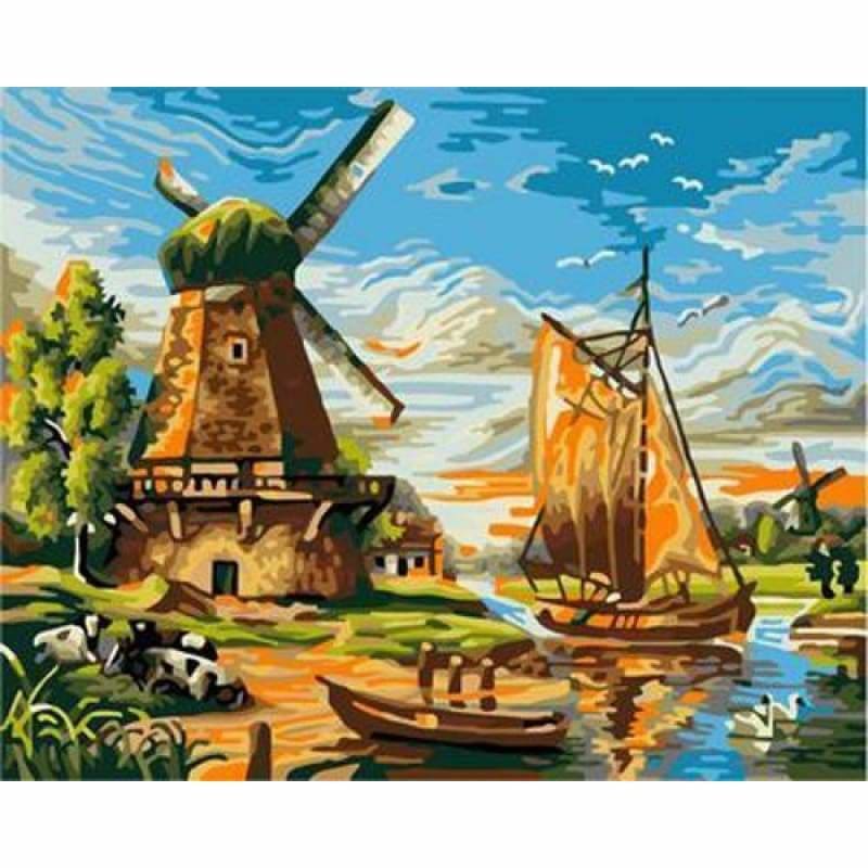 Windmill Diy Paint By Numbers Kits ZXB104 - NEEDLEWORK KITS