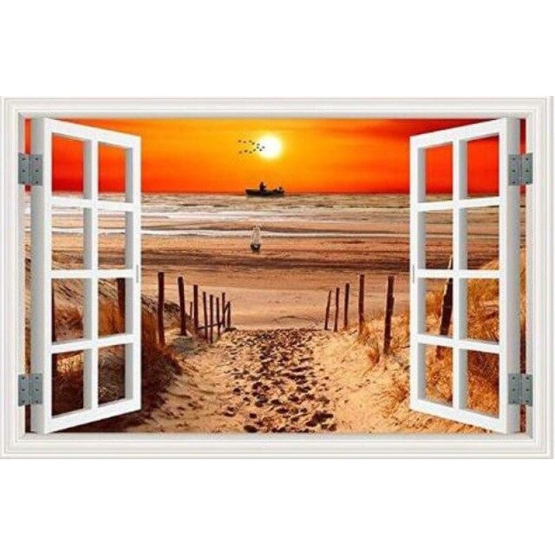 Window Landscape Beach Summer DIY Paint By Numbers Kits 